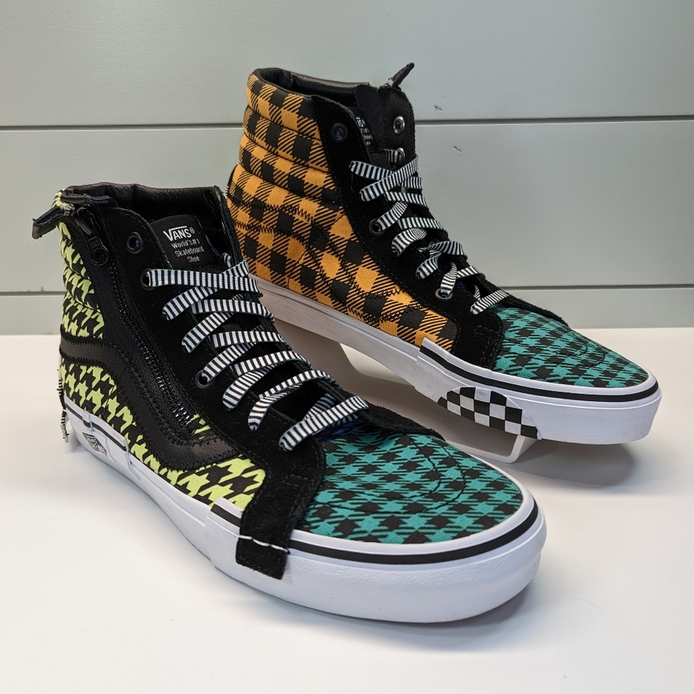 Vans SK8-HI Top What the Buffalo - Multi Plaid Skateboard sneakers sz Women's 11